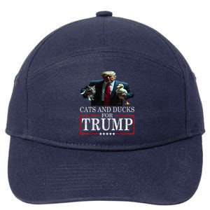 Cats And Ducks For Trump 2024 Kittens And Ducks For Trump 7-Panel Snapback Hat