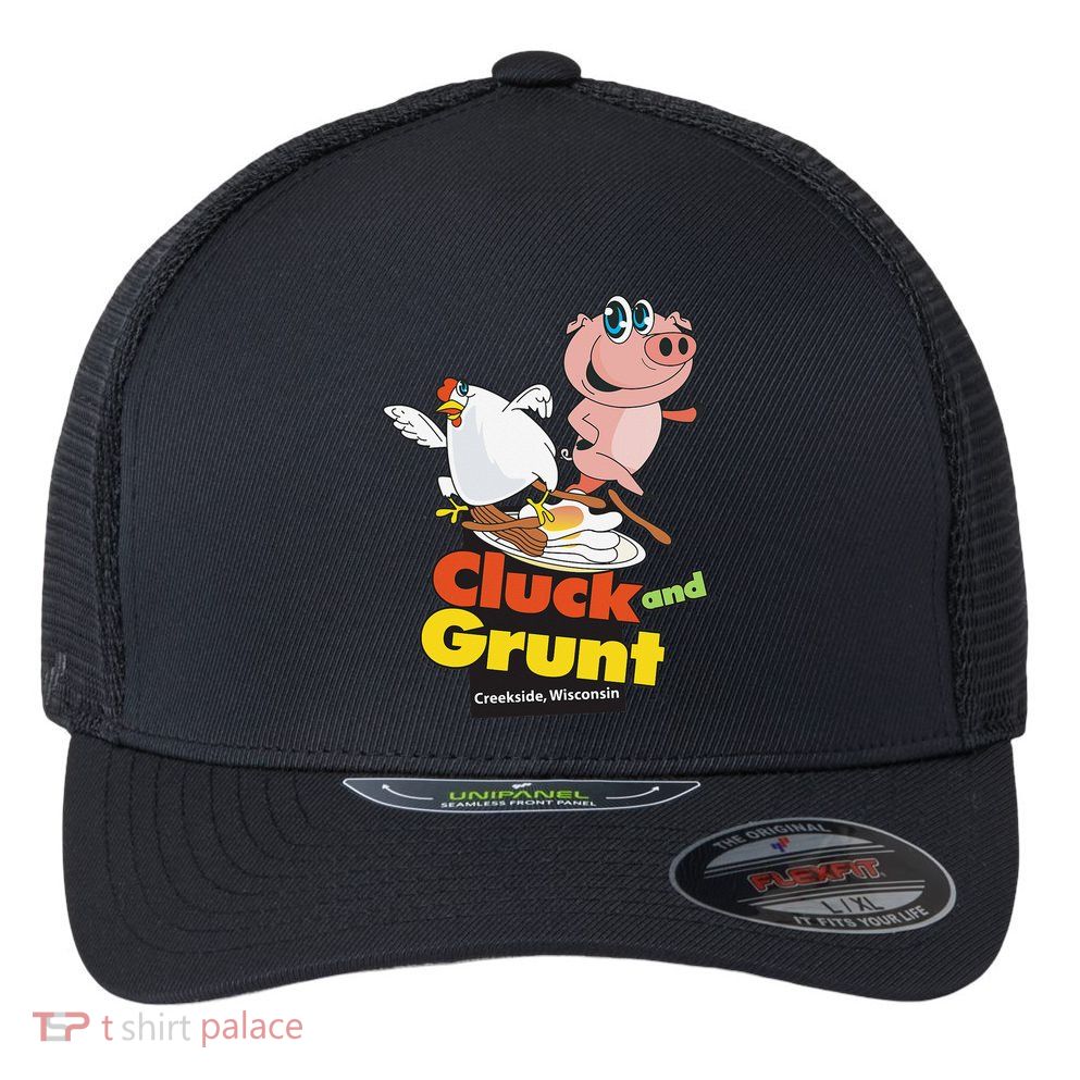 Classic American Diner The Cluck And Grunt Flexfit Unipanel Trucker Cap