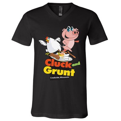 Classic American Diner The Cluck And Grunt V-Neck T-Shirt