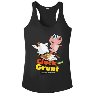 Classic American Diner The Cluck And Grunt Ladies PosiCharge Competitor Racerback Tank
