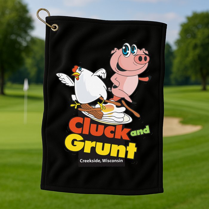 Classic American Diner The Cluck And Grunt Golf Towel