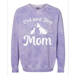 Cats And Dogs Mom Mother's Day Puppy Pets Animals Lover Colorblast Crewneck Sweatshirt