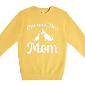 Cats And Dogs Mom Mother's Day Puppy Pets Animals Lover Premium Crewneck Sweatshirt