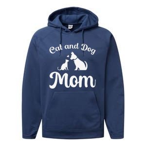 Cats And Dogs Mom Mother's Day Puppy Pets Animals Lover Performance Fleece Hoodie