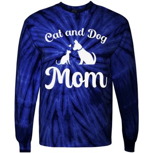 Cats And Dogs Mom Mother's Day Puppy Pets Animals Lover Tie-Dye Long Sleeve Shirt