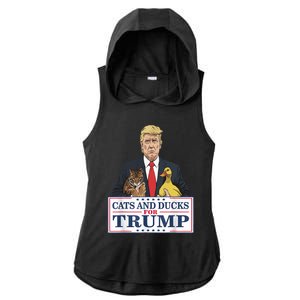 Cats And Ducks For Trump 2024 Kittens And Ducks For Trump Ladies PosiCharge Tri-Blend Wicking Draft Hoodie Tank