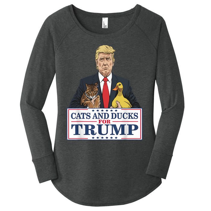 Cats And Ducks For Trump 2024 Kittens And Ducks For Trump Women's Perfect Tri Tunic Long Sleeve Shirt