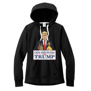 Cats And Ducks For Trump 2024 Kittens And Ducks For Trump Women's Fleece Hoodie