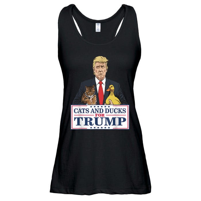 Cats And Ducks For Trump 2024 Kittens And Ducks For Trump Ladies Essential Flowy Tank