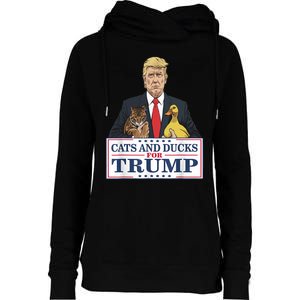 Cats And Ducks For Trump 2024 Kittens And Ducks For Trump Womens Funnel Neck Pullover Hood