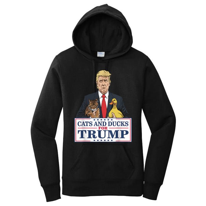 Cats And Ducks For Trump 2024 Kittens And Ducks For Trump Women's Pullover Hoodie