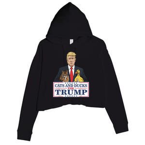 Cats And Ducks For Trump 2024 Kittens And Ducks For Trump Crop Fleece Hoodie