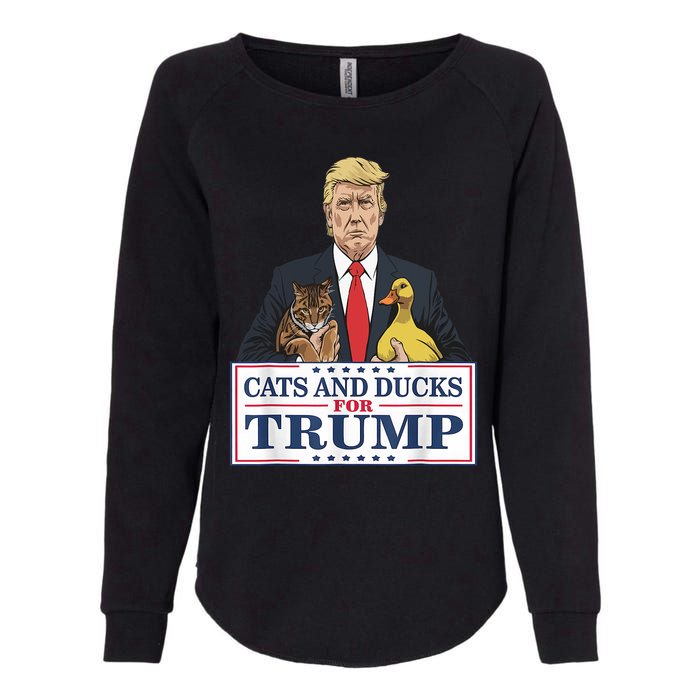 Cats And Ducks For Trump 2024 Kittens And Ducks For Trump Womens California Wash Sweatshirt