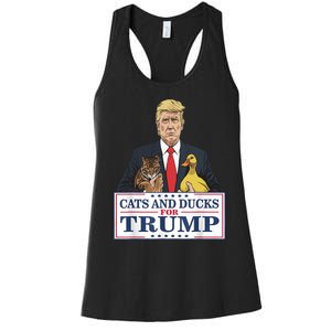 Cats And Ducks For Trump 2024 Kittens And Ducks For Trump Women's Racerback Tank