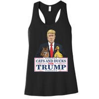 Cats And Ducks For Trump 2024 Kittens And Ducks For Trump Women's Racerback Tank