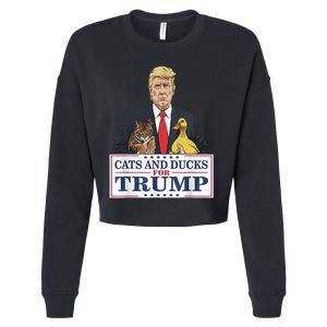 Cats And Ducks For Trump 2024 Kittens And Ducks For Trump Cropped Pullover Crew