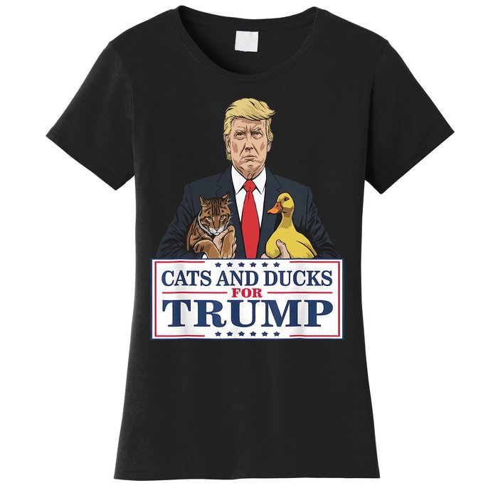 Cats And Ducks For Trump 2024 Kittens And Ducks For Trump Women's T-Shirt