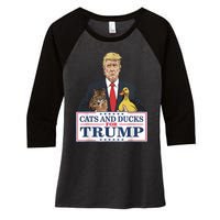 Cats And Ducks For Trump 2024 Kittens And Ducks For Trump Women's Tri-Blend 3/4-Sleeve Raglan Shirt