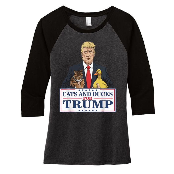 Cats And Ducks For Trump 2024 Kittens And Ducks For Trump Women's Tri-Blend 3/4-Sleeve Raglan Shirt