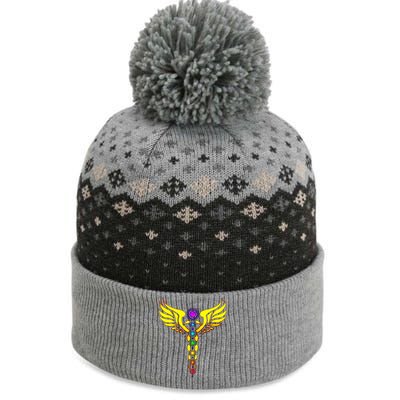 Caduceus With 7 Chakras The Baniff Cuffed Pom Beanie