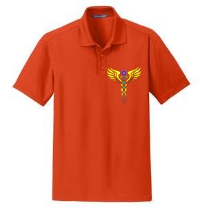 Caduceus With 7 Chakras Dry Zone Grid Polo