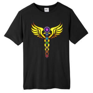 Caduceus With 7 Chakras Tall Fusion ChromaSoft Performance T-Shirt