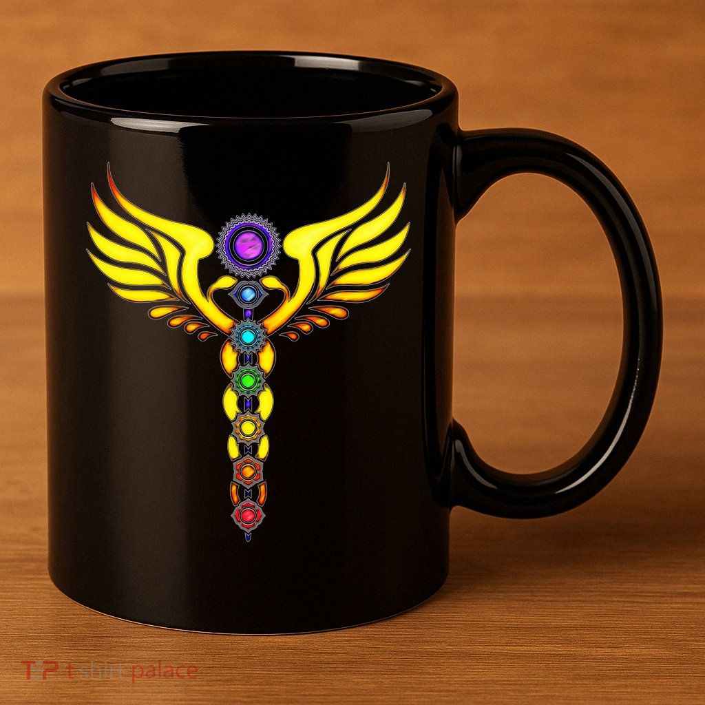 Caduceus With 7 Chakras 11oz C Handle Ceramic Mug