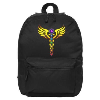 Caduceus With 7 Chakras 16 in Basic Backpack