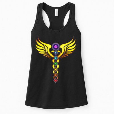 Caduceus With 7 Chakras Womens Tank Top