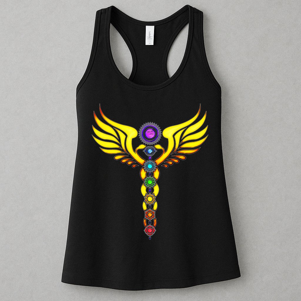 Caduceus With 7 Chakras Womens Tank Top