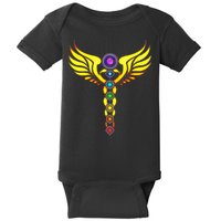 Caduceus With 7 Chakras Baby Bodysuit
