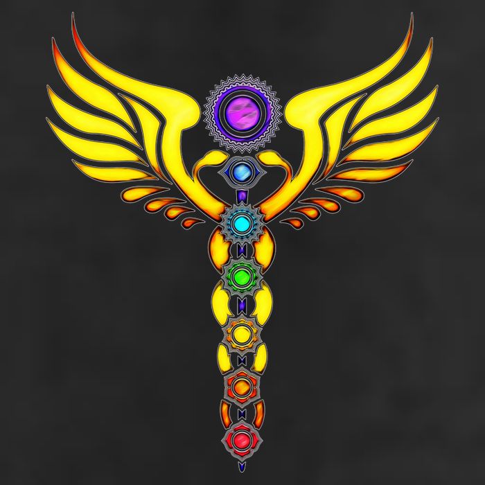 Caduceus With 7 Chakras Golf Towel