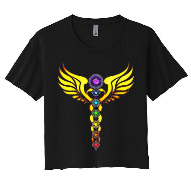 Caduceus With 7 Chakras Crop Top