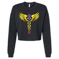 Caduceus With 7 Chakras Cropped Pullover Crew