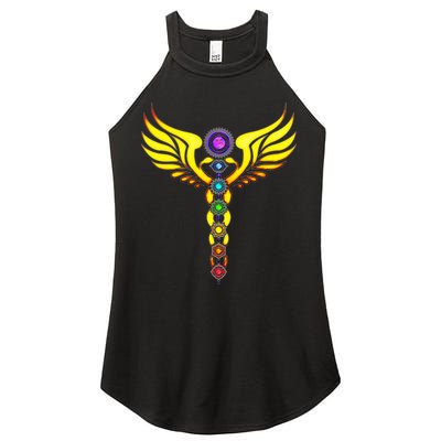 Caduceus With 7 Chakras Women's Perfect Tri Rocker Tank