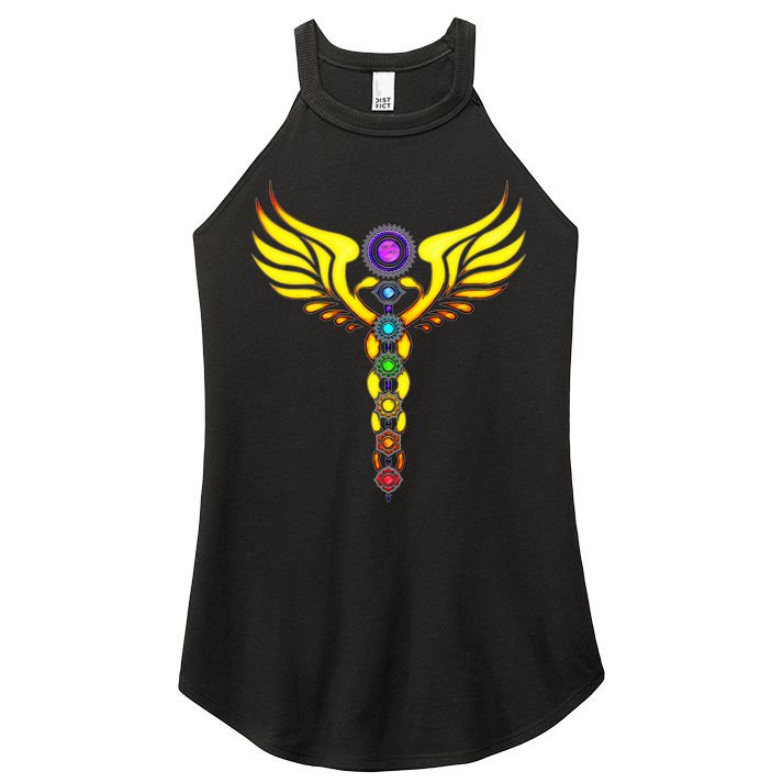 Caduceus With 7 Chakras Women's Perfect Tri Rocker Tank