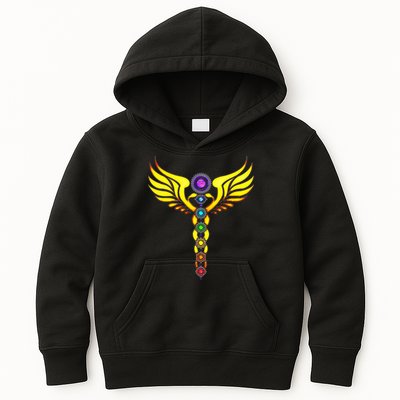 Caduceus With 7 Chakras Kids Hoodie