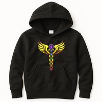 Caduceus With 7 Chakras Kids Hoodie