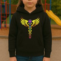 Caduceus With 7 Chakras Kids Hoodie