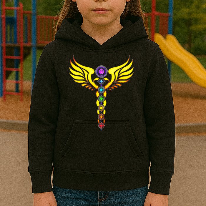 Caduceus With 7 Chakras Kids Hoodie