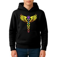 Caduceus With 7 Chakras Kids Hoodie