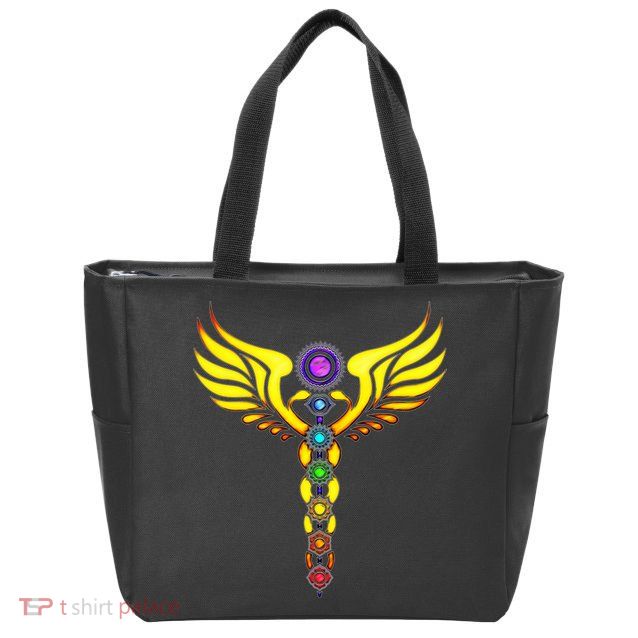 Caduceus With 7 Chakras Zip Tote Bag