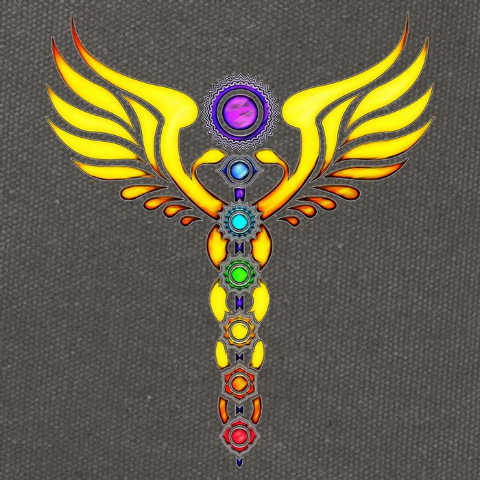 Caduceus With 7 Chakras Cotton Canvas Backpack