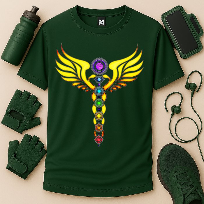 Caduceus With 7 Chakras Performance Shirt