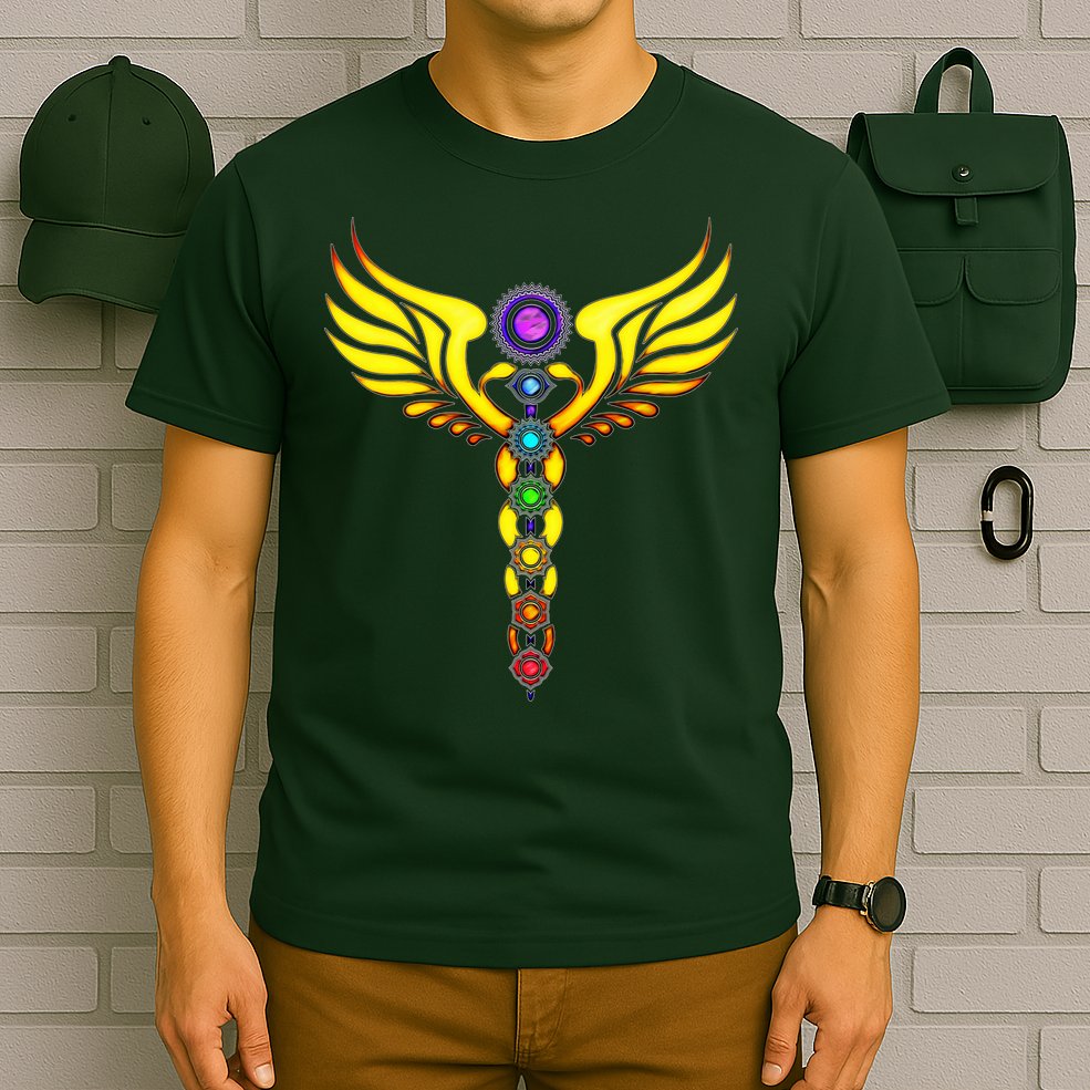 Caduceus With 7 Chakras T-Shirt