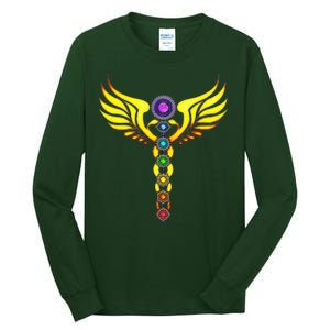 Caduceus With 7 Chakras Tall Long Sleeve T-Shirt