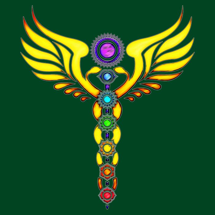 Caduceus With 7 Chakras Magnet