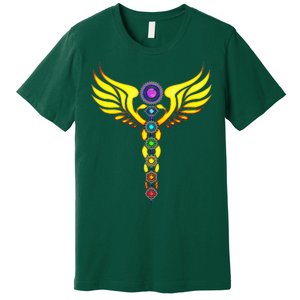 Caduceus With 7 Chakras Premium T-Shirt