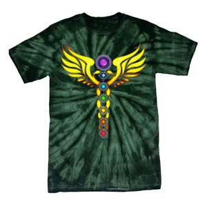 Caduceus With 7 Chakras Tie-Dye T-Shirt