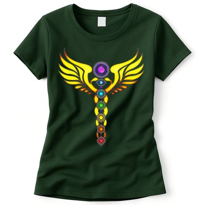 Caduceus With 7 Chakras Womens T-Shirt
